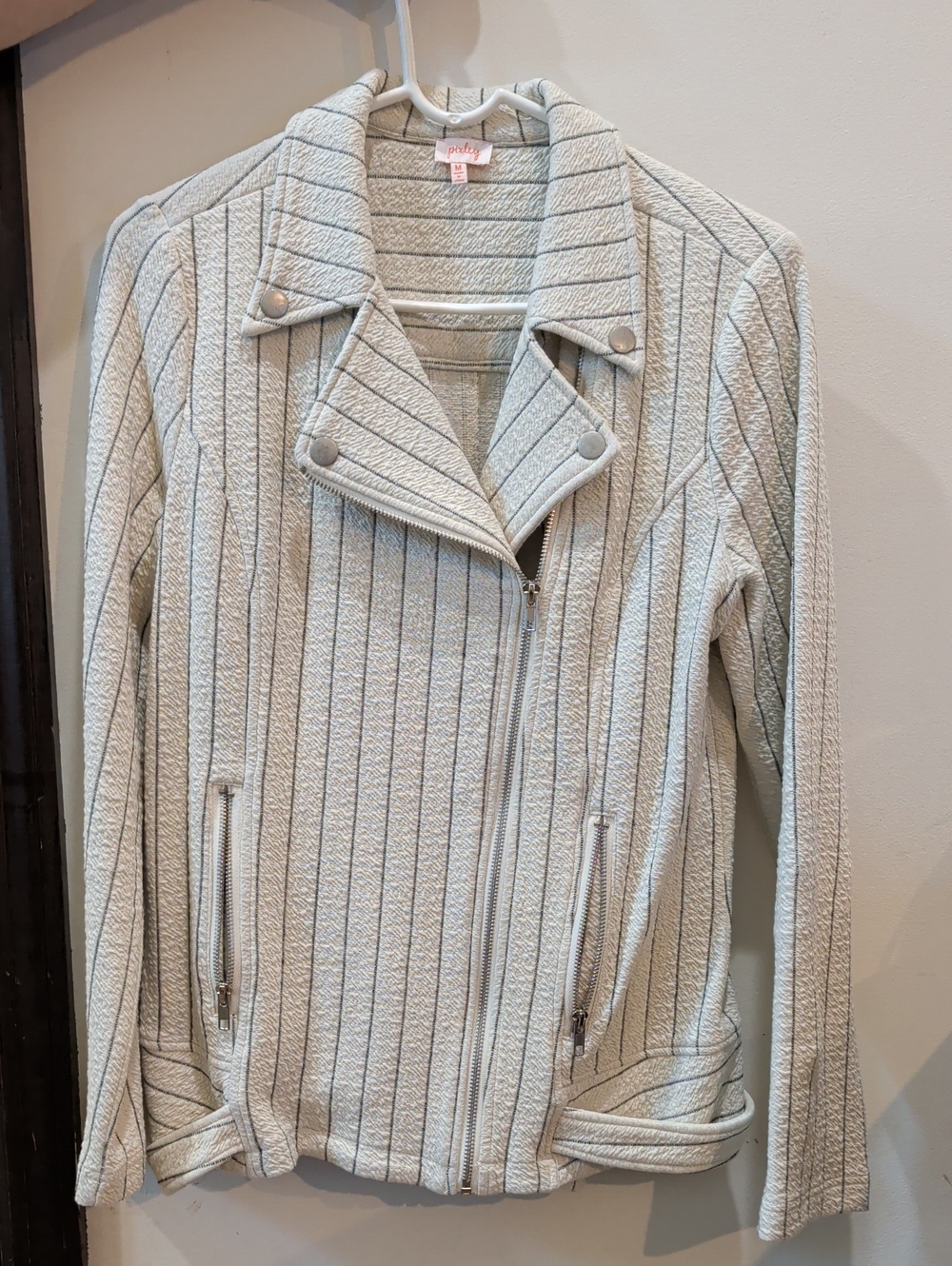 Pixley Light Gray Quilted Moto-Style Jacket